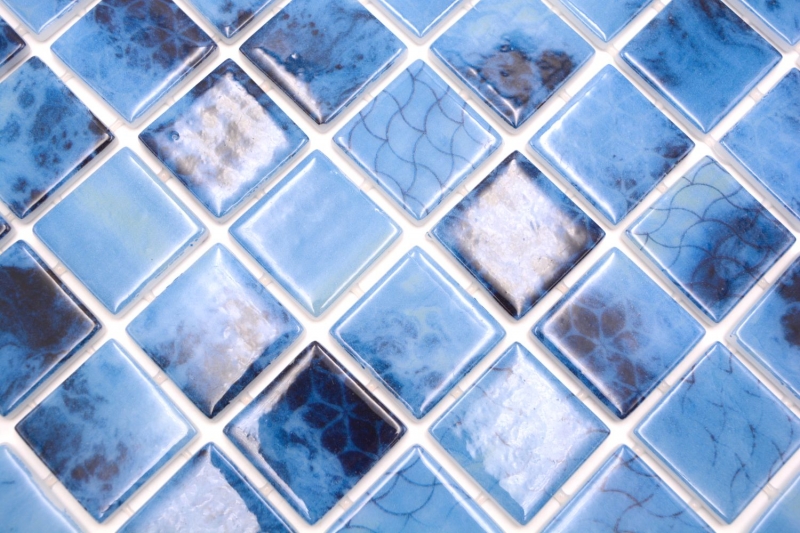 Mano modello piscina mosaico piscina mosaico vetro mosaico blu iridescente parete pavimento cucina bagno doccia MOS220-P56385_m