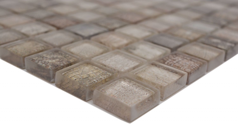 Mosaico di vetro dipinto a mano tessere di mosaico beige lucido coccodrillo texture parete cucina bagno doccia MOS68-WL34_m