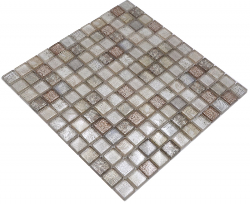 Mosaico di vetro dipinto a mano tessere di mosaico beige lucido coccodrillo texture parete cucina bagno doccia MOS68-WL34_m