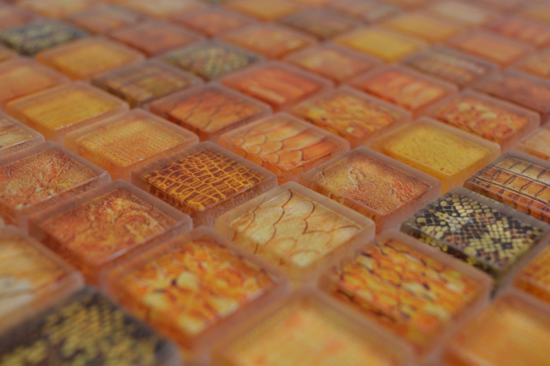 Mosaico di vetro dipinto a mano mosaico piastrelle arancione lucido serpente parete cucina bagno doccia MOS68-WL44_m