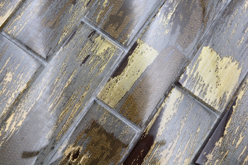 Mosaico di vetro dipinto a mano piastrelle di mosaico nero con oro lucido parete cucina bagno doccia MOS88-SW01_m