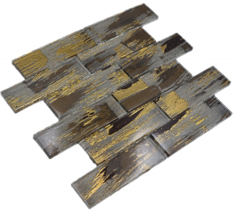 Mosaico di vetro dipinto a mano piastrelle di mosaico nero con oro lucido parete cucina bagno doccia MOS88-SW01_m