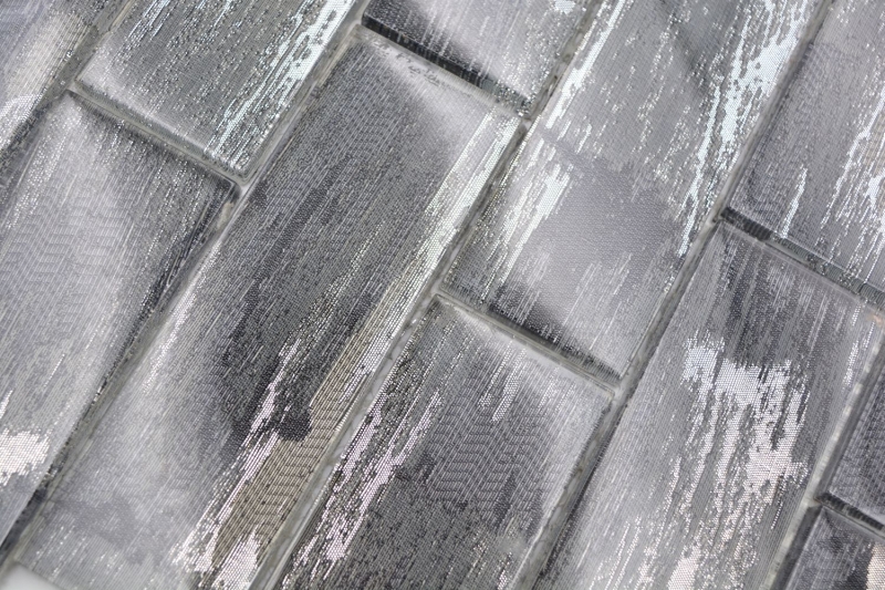 Mano modello di vetro mosaico piastrelle nero con argento lucido parete cucina bagno doccia MOS88-SW02_m