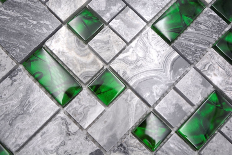 Mano modello pietra naturale vetro mosaico grigio con verde lucido parete pavimento cucina bagno doccia - MOS88-0405_m