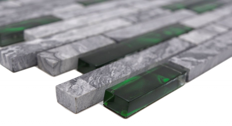 Mosaico di vetro in pietra naturale dipinto a mano grigio con parete verde lucida cucina bagno doccia - MOS87-0405_m