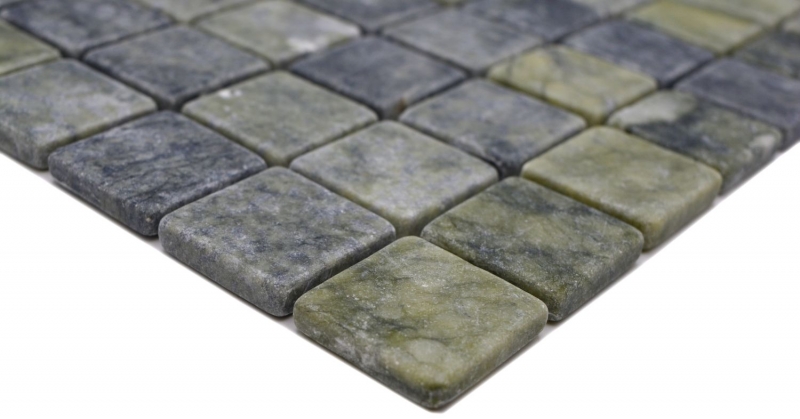 Mosaico di pietra naturale dipinto a mano in marmo verde opaco parete pavimento cucina bagno doccia MOS42-32-407_m