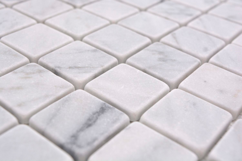 Campione a mano pietra naturale mosaico marmo bianco carrara look opaco parete pavimento cucina bagno doccia MOS42-32-2000_m