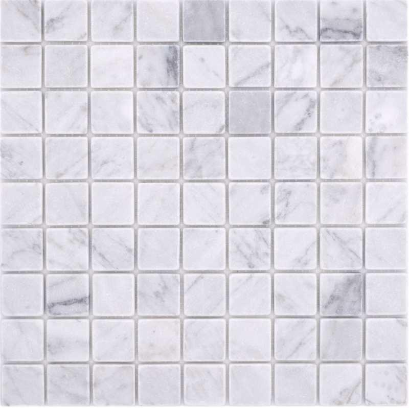 Campione a mano pietra naturale mosaico marmo bianco carrara look opaco parete pavimento cucina bagno doccia MOS42-32-2000_m