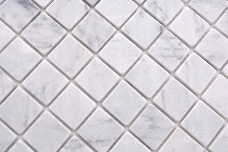 Campione a mano pietra naturale mosaico marmo bianco carrara look opaco parete pavimento cucina bagno doccia MOS42-32-2000_m