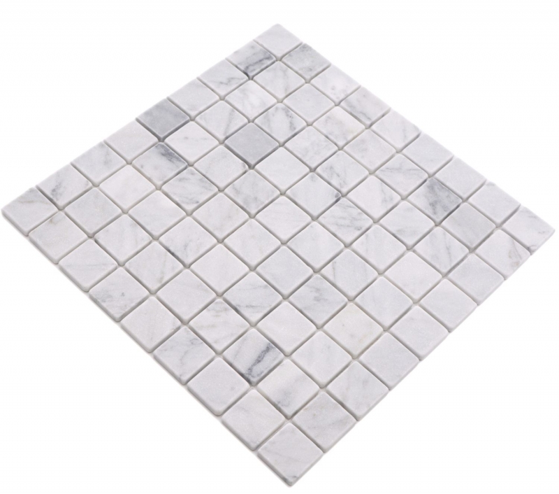 Campione a mano pietra naturale mosaico marmo bianco carrara look opaco parete pavimento cucina bagno doccia MOS42-32-2000_m