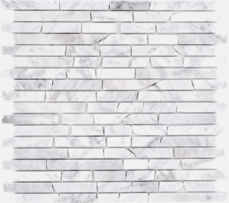 Campione a mano piastrelle di mosaico in pietra naturale marmo bianco carrara look opaco parete pavimento cucina bagno doccia MOS40-Brick2000_m