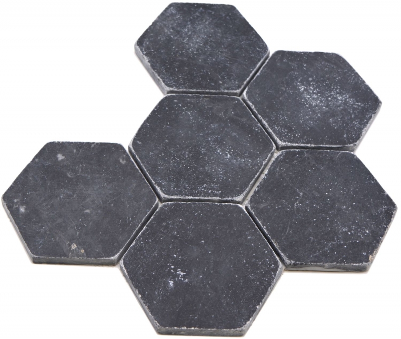 Piastrelle di pietra naturale dipinte a mano mosaico marmo nero opaco parete pavimento cucina bagno doccia MOS42-HX143_m