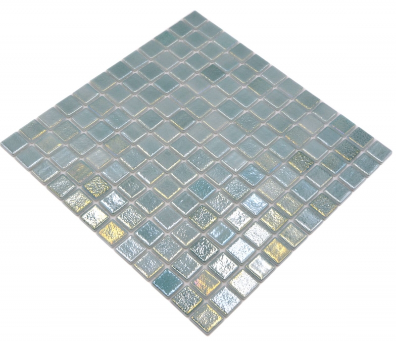 Campione a mano piscina mosaico piscina mosaico vetro mosaico verde pastello iridescente multicolore lucido parete pavimento cucina bagno doccia MOS220-P55253_m