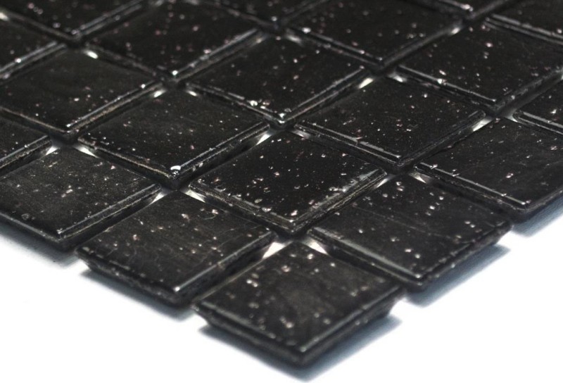 Piastrella di vetro a mosaico punti neri doccia MURO BAGNO parete cucina - MOS50-0302