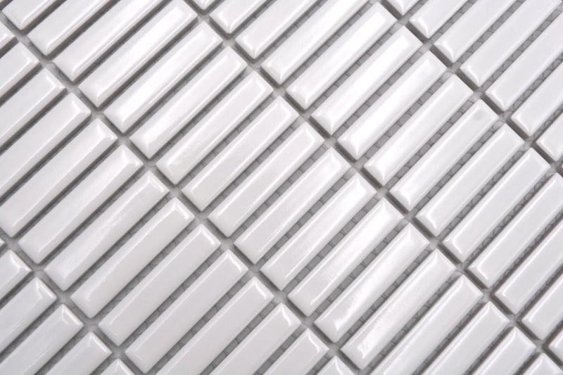 Aste in ceramica a mosaico retrò anni 50-60 cinghie bianche lucide MOS24-BM1