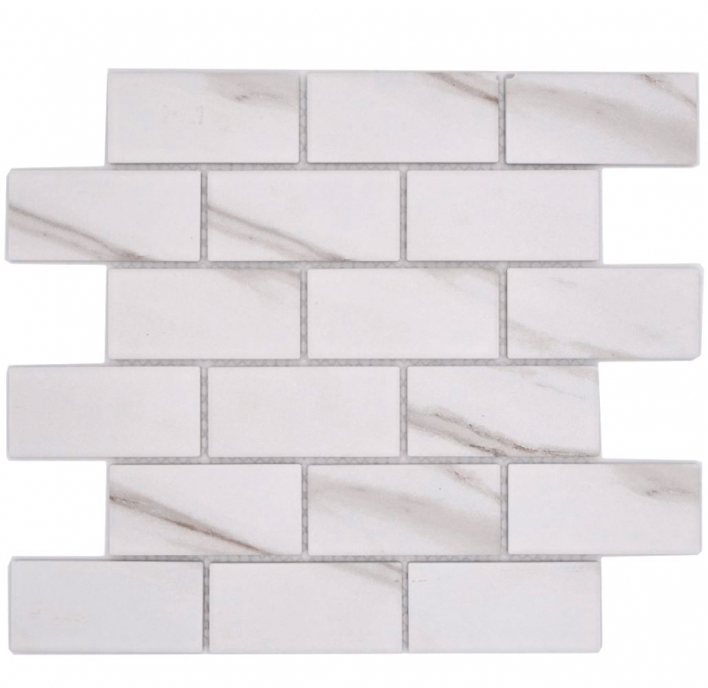 Mosaico ceramico incollato a parete Calacatta bianco grigio-marrone opaco MOS26M-1112