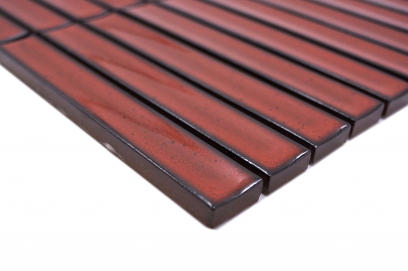 Aste in ceramica a mosaico retrò vintage anni 50-60 cinghie rosso lucido maculato MOS24-CS56