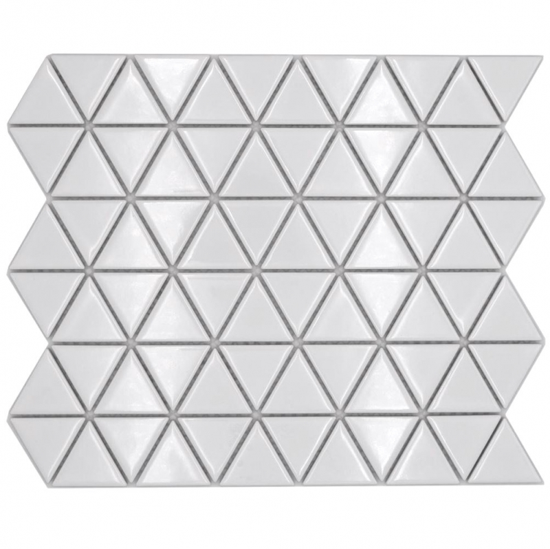 Mosaico ceramico triangolo diamante uni bianco lucido MOS13-t51