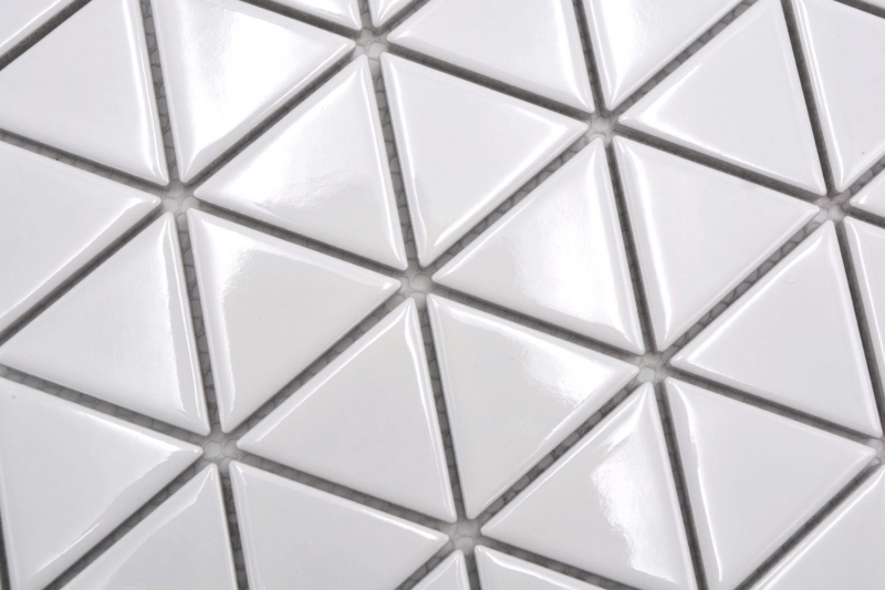 Mosaico ceramico triangolo diamante uni bianco lucido MOS13-t51