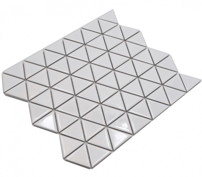 Mosaico ceramico triangolo diamante uni bianco lucido MOS13-t51