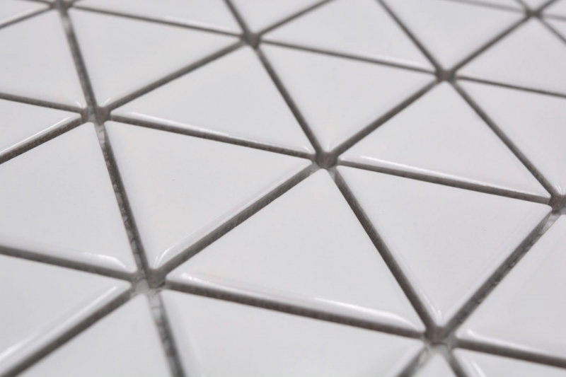 Mosaico ceramico triangolo diamante uni bianco lucido MOS13-t51