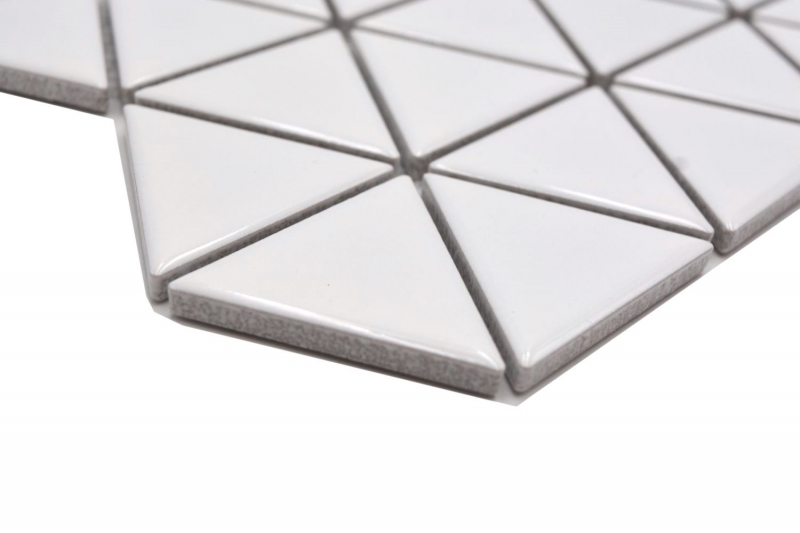 Mosaico ceramico triangolo diamante uni bianco lucido MOS13-t51