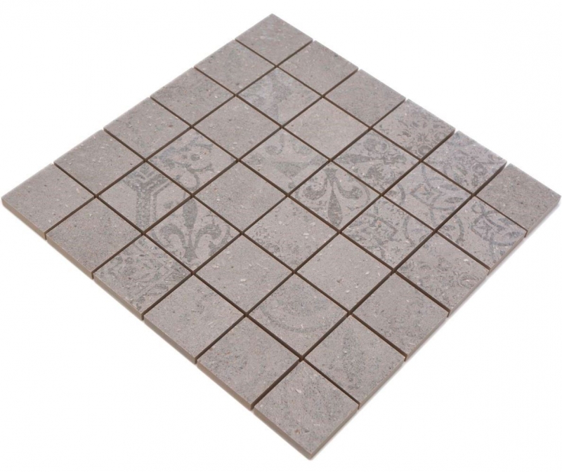 Mosaico ceramico in gres porcellanato grigio chiaro fantasia antracite MOS14-G3