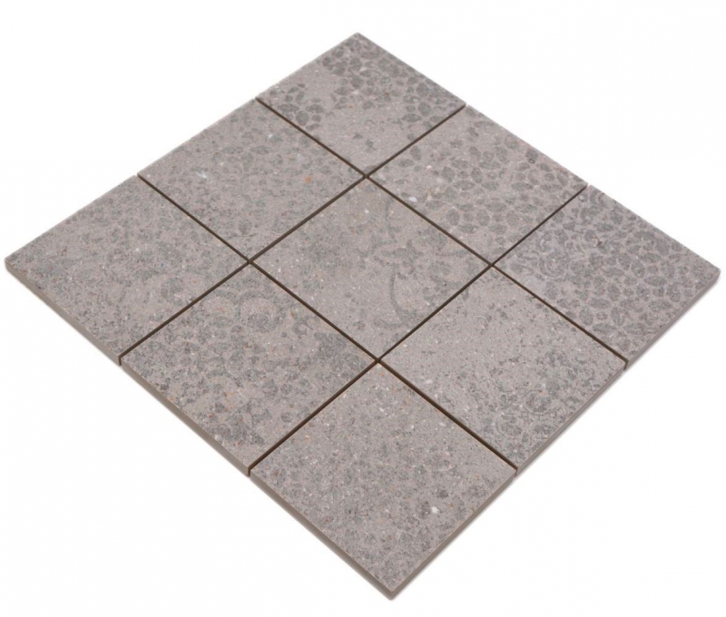 Mosaico ceramico in gres porcellanato grigio chiaro fantasia antracite MOS23-G7