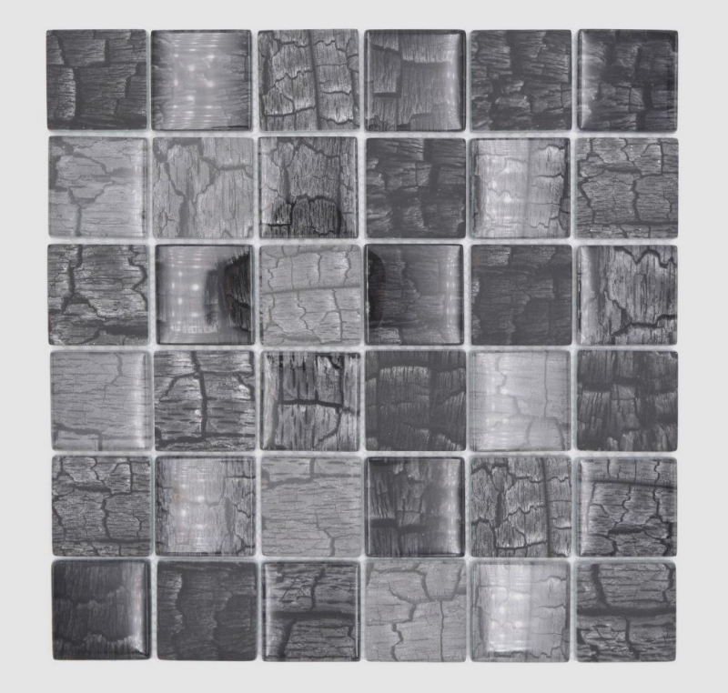 Piastrella di mosaico di vetro effetto pietra grigio foresta grigio scuro MOS88-88P