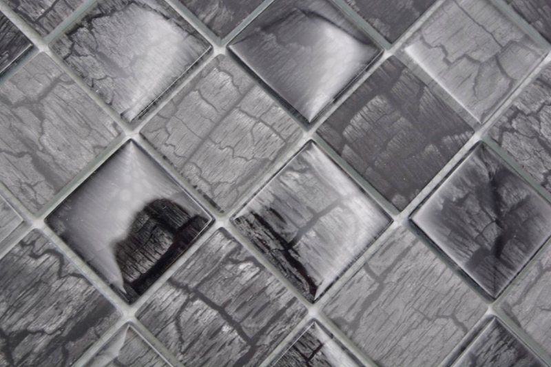 Piastrella di mosaico di vetro effetto pietra grigio foresta grigio scuro MOS88-88P