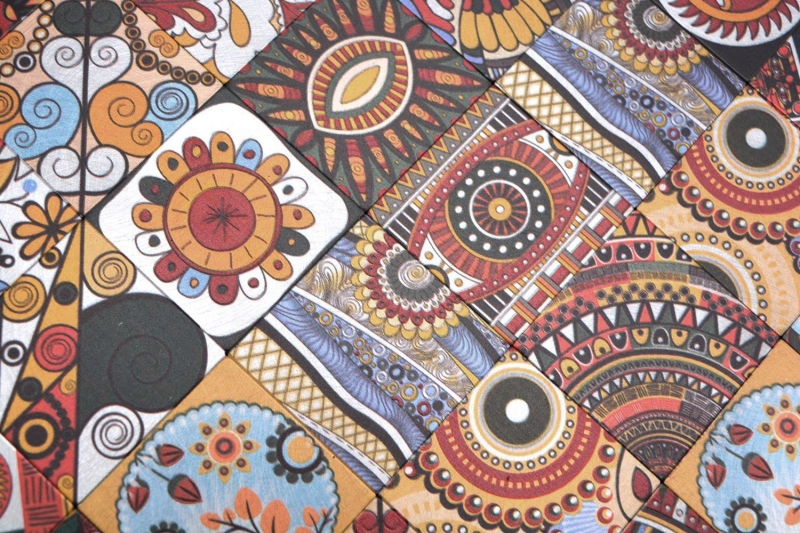 Tappeto a mosaico autoadesivo in metallo con motivo mandala retrò ornamento afrikaans MOS200-U01