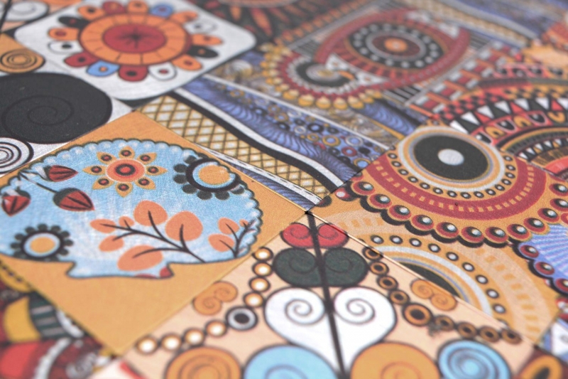 Tappeto a mosaico autoadesivo in metallo con motivo mandala retrò ornamento afrikaans MOS200-U01