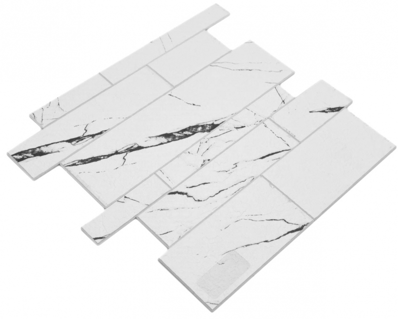 Tappetino autoadesivo in vinile effetto pietra bianco nero grigio effetto Carrara rettangolare MOS200-SP02