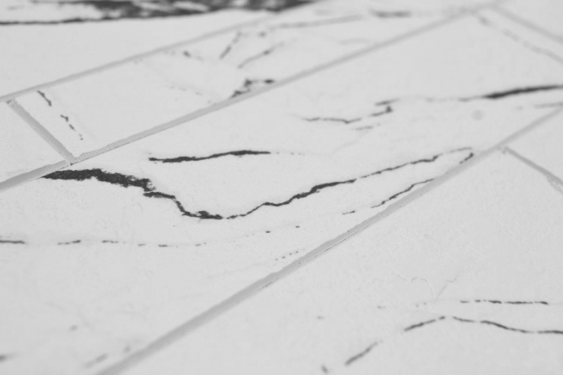 Tappetino autoadesivo in vinile effetto pietra bianco nero grigio effetto Carrara rettangolare MOS200-SP02