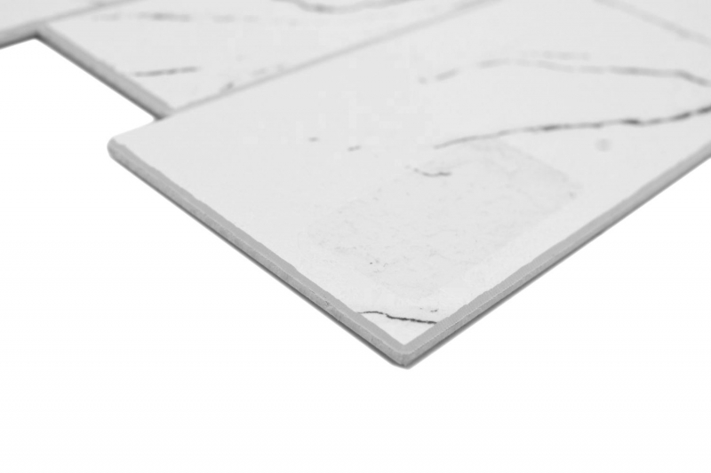 Tappetino autoadesivo in vinile effetto pietra bianco nero grigio effetto Carrara rettangolare MOS200-SP02