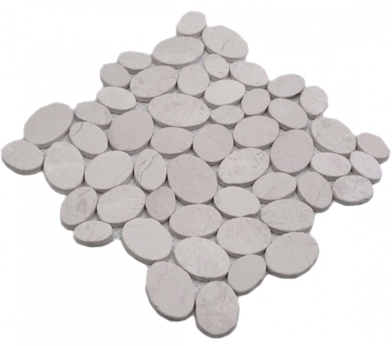 Ciottoli di fiume Ciottoli di pietra Pavimento di pietra tagliato piatto bianco crema MOS30-0101