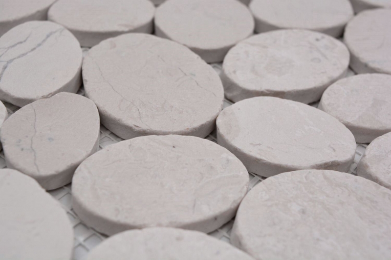 Ciottoli di fiume Ciottoli di pietra Pavimento di pietra tagliato piatto bianco crema MOS30-0101