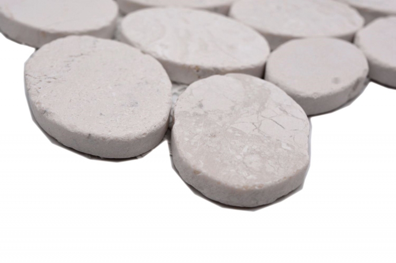 Ciottoli di fiume Ciottoli di pietra Pavimento di pietra tagliato piatto bianco crema MOS30-0101