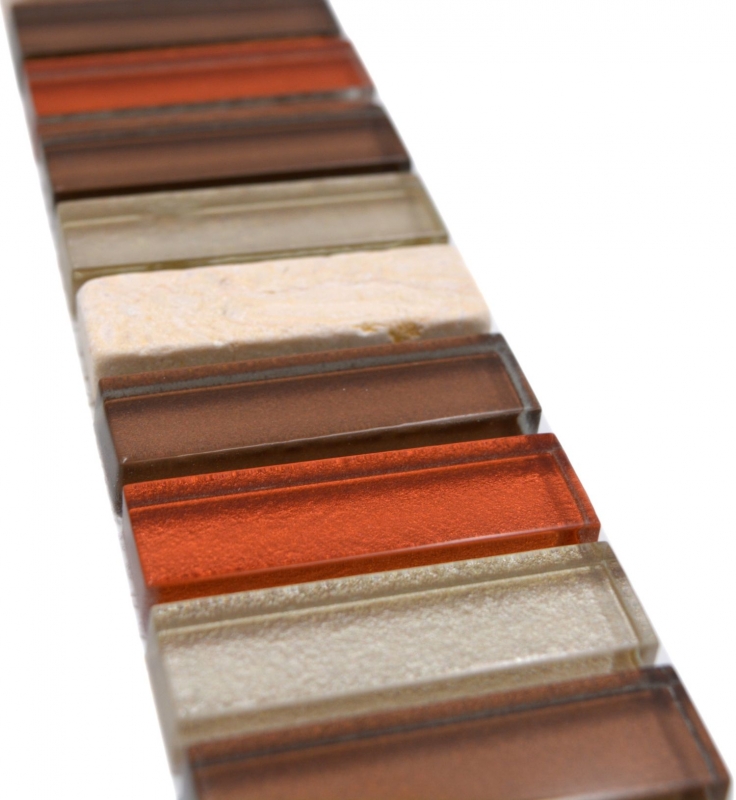 Piastrelle di pietra naturale mosaico di vetro bordo beige marrone lucido parete pavimento cucina bagno doccia - MOS92-BO1110_f