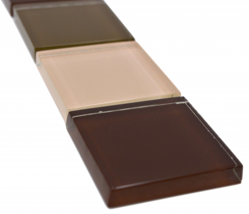 Mosaico di vetro tessere di vetro bordo beige marrone lucido parete cucina bagno doccia MOS92-BO19482