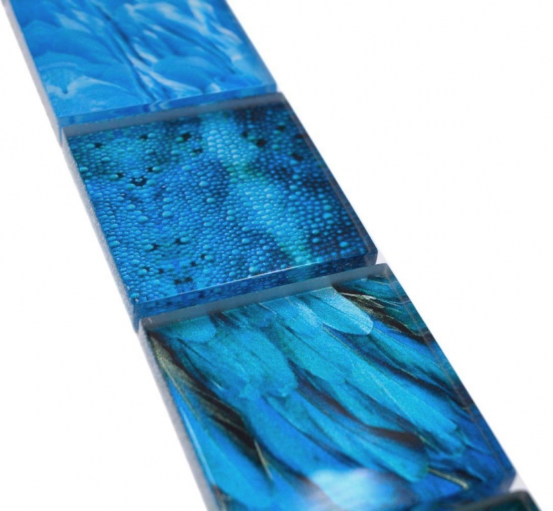 Bordo a mosaico Mosaico di vetro Mondo animale BIRD Blu chiaro Blu scuro MOS78BOR-W78