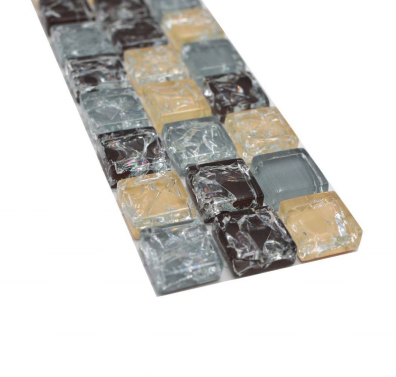 Mosaico Border Mosaico di vetro rotto misto grigio beige marrone MOS92BOR-1302