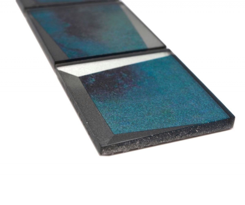 Bordo a mosaico Mosaico di vetro aspetto 3D blu MOS88BOR-XB10