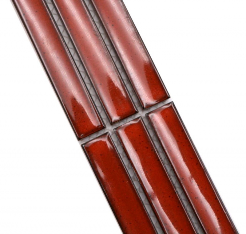 Bacchette con bordo a mosaico rosso specchiato lucido MOS24BOR-CS56