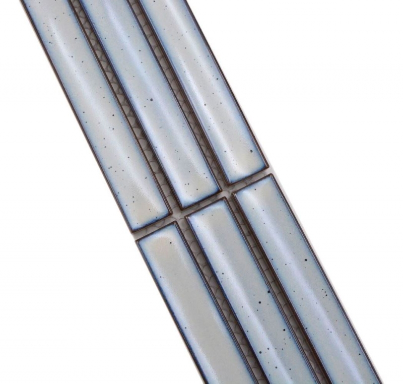 Bacchette con bordo a mosaico bianco maculato lucido MOS24BOR-CS66