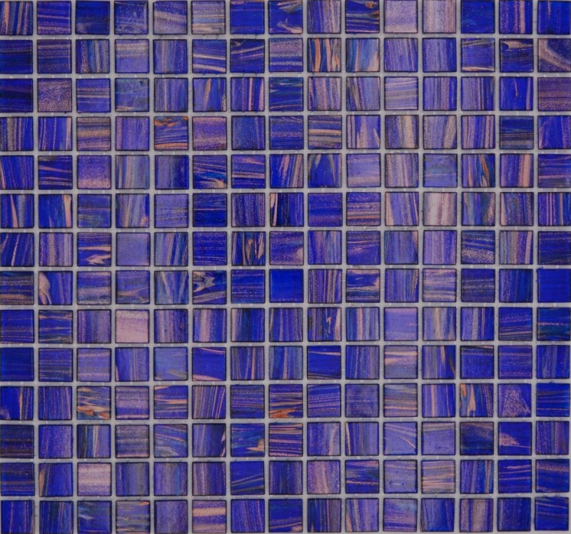 Piastrella di mosaico di vetro Blu scuro Blu oltremare Rame iridescente MOS230-G19