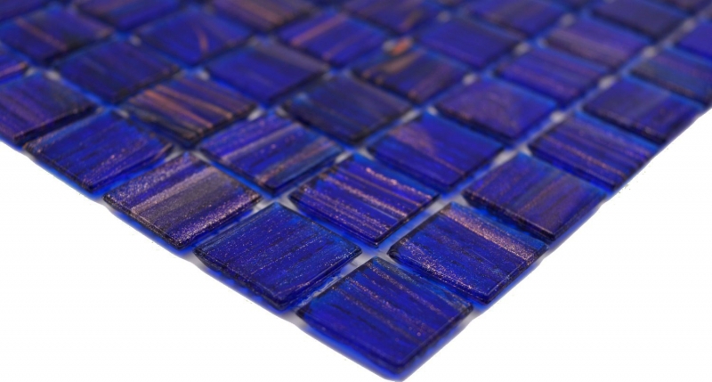 Piastrella di mosaico di vetro Blu scuro Blu oltremare Rame iridescente MOS230-G19