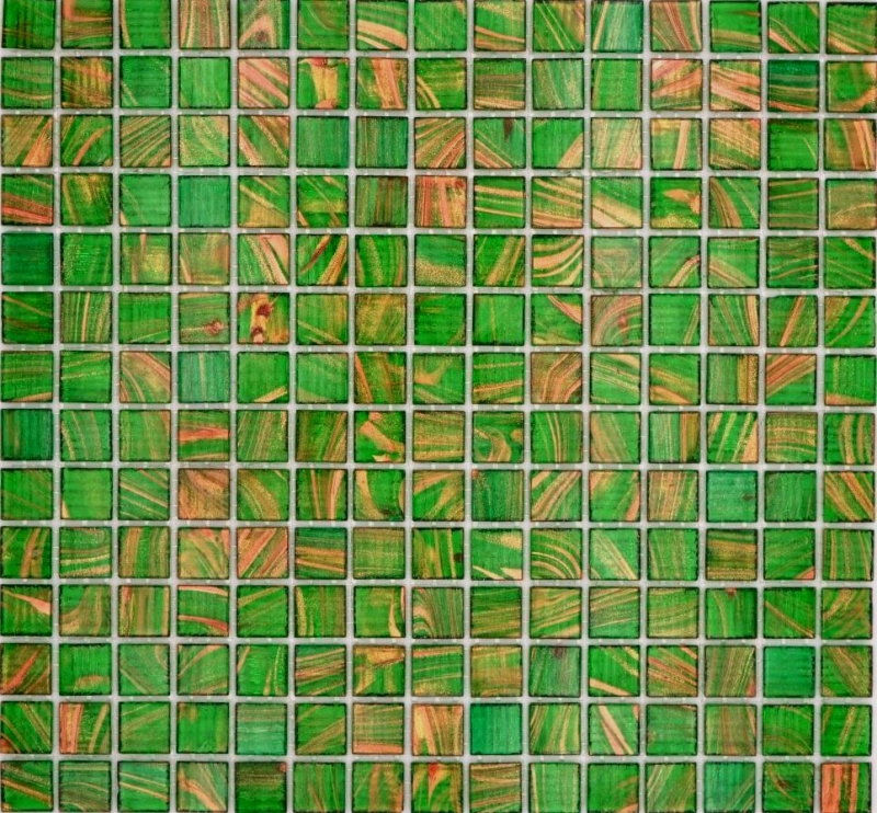 Piastrella di mosaico di vetro verde perla chiaro verde oro rame iridescente MOS230-G24