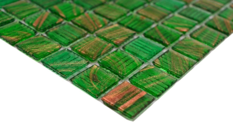 Piastrella di mosaico di vetro verde perla chiaro verde oro rame iridescente MOS230-G24