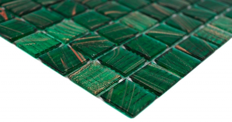 Piastrella di vetro per mosaico verde opale rame iridescente MOS230-G28